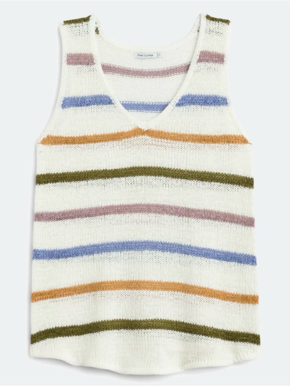 Pink Clover Blair V-Neck Striped Sweater Tank - Size M